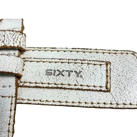 Sixty Unisex White Leather Belt with Grommet Detail Size 32 - Picture 5 of 7